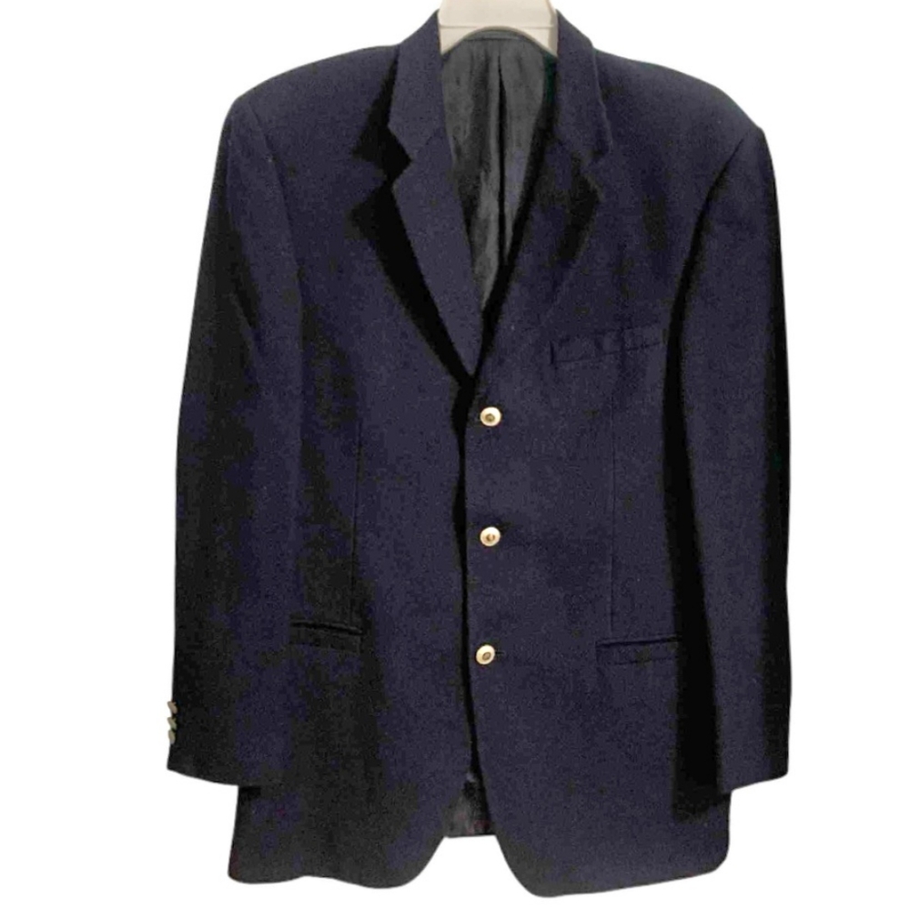 Vintage VERSACE CLASSIC V2 Blazer Navy Wool Silver Button  Jacket Size 52